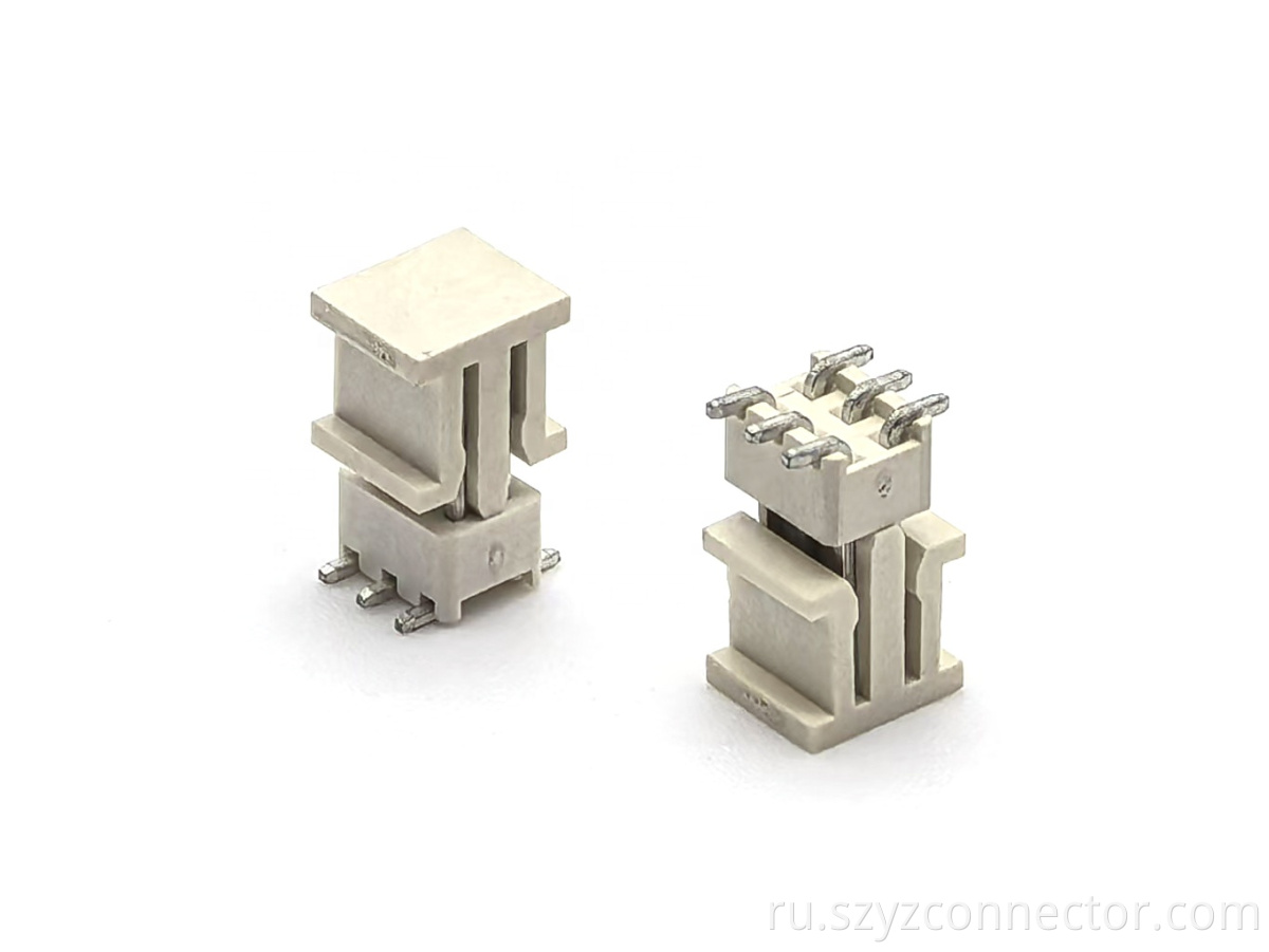 Dual Row SMT H2.5mm 2*3P LCP Lighting LED Strip Connector 1.5mm Pitch Pin Header Brass Contact Material for PCB Applications